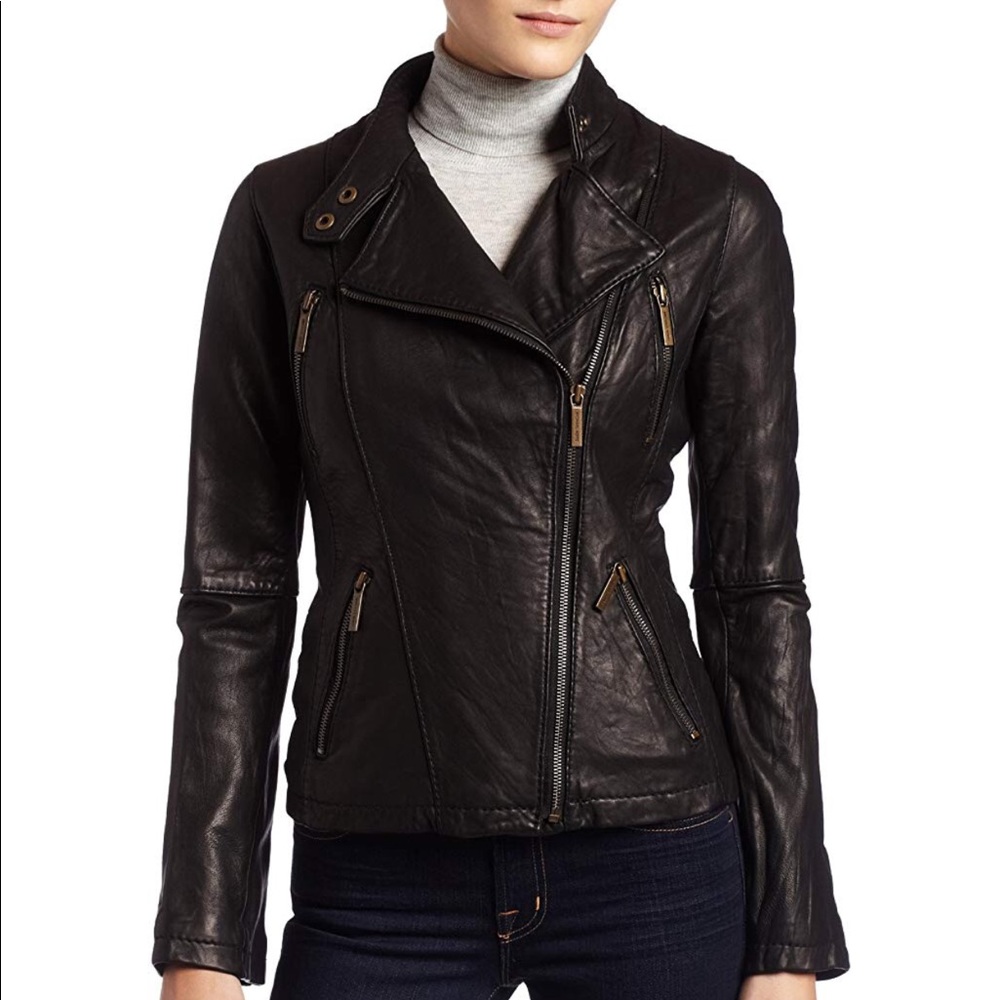 Michael Kors Women’s Motorcycle Leather Jacket MSRP $380